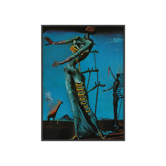 The Burning Giraffe Salvador Dalí Surrealist Wall Art Printed Framed Canvas, Black Frame Extra Large, Sustainable Wood